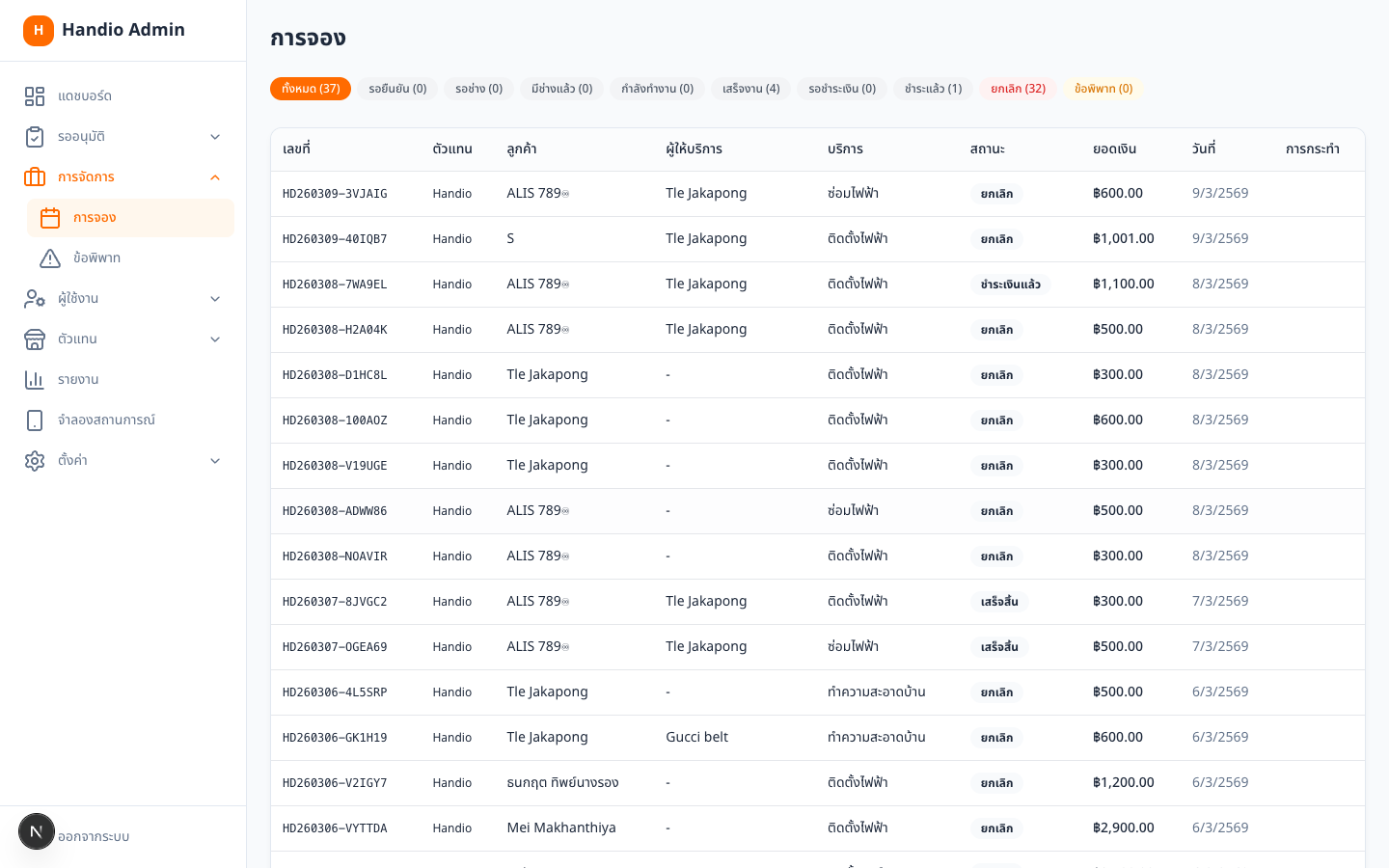 Admin Bookings